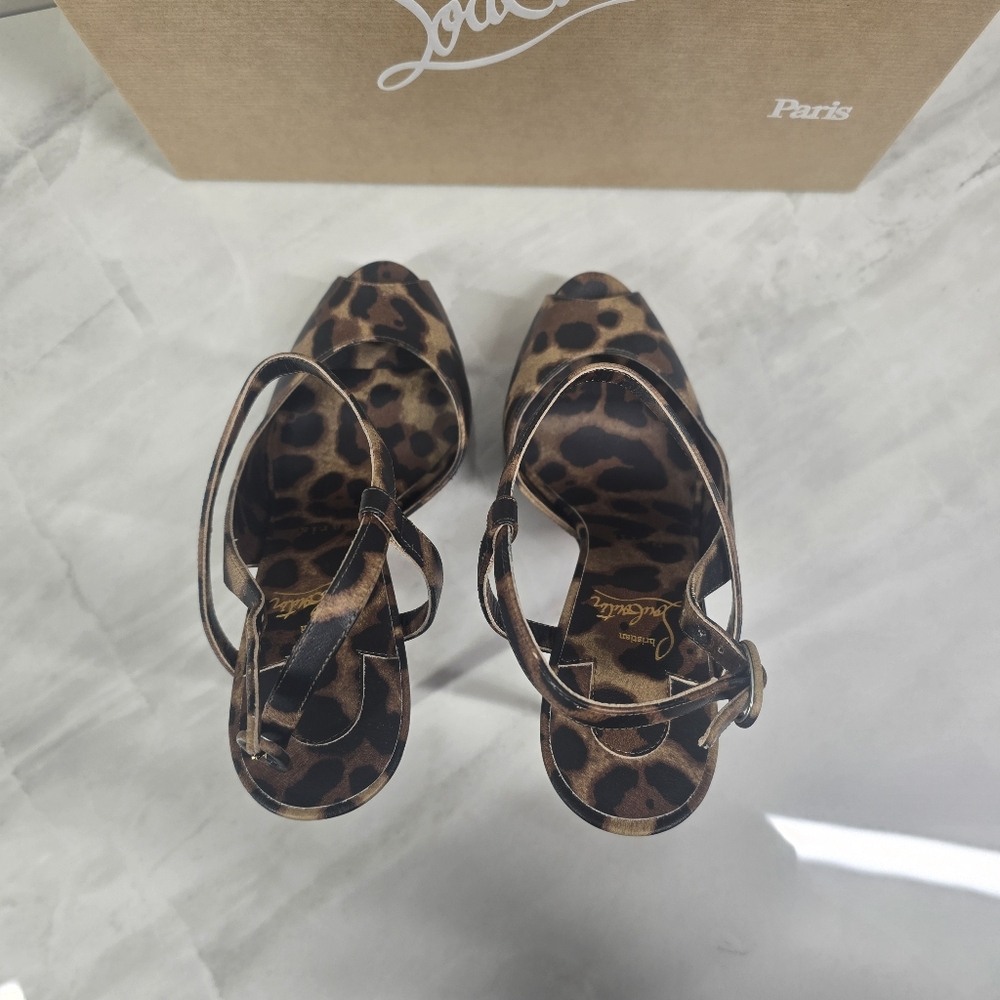 Christian Louboutin Leopard Print JenLove Heels - Picture 6 of 12